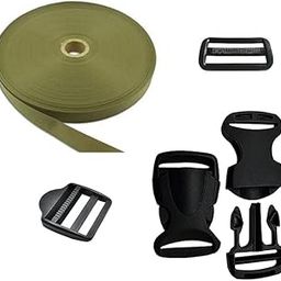 Side Release Buckles Clips, Tri-Glide Slides and Ladder Lock with 5mt 1in wide Nylon Webbing Strap for Backpack Repairing, Luggage Fastening Strap, Pet Collar Making and More DIY Projects-image-79