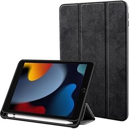 Robustrion Cover for iPad 9th Generation with Pencil Holder / 8th / 7th Generation 10.2 inch Marble Series Flip Stand Cover Case - Black-5