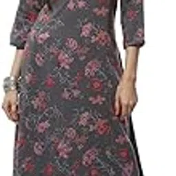 biba Women's Grey Viscose A-Line Kurta Palazzo Suit Set, Small-picture-46