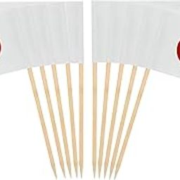 JAVD 100 Pcs Japan Toothpick Flags, 1.38in×1in, Wood, Paper, Cupcake Toppers, Birthday, Wedding, Red and White-image-51