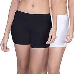 Cotton High Waist Panty for Women | Comfortable, Breathable, High Rise, Seamless Smooth Slip Shorts for Under Dresses | Black & White Shorts Panties for Women with Good Hip Coverage Pack of 2-image-33