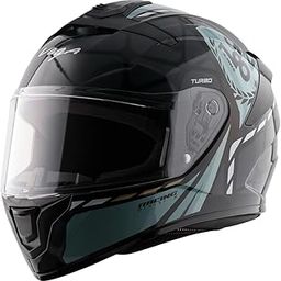 Vega VF-10 Turbo Squad ISI Certified Gloss Finish Full Face Helmet for Men with Clear Visor and Stylish Spoiler-Black Grey-M-image-47