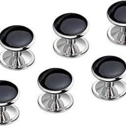 vama FASHIONS Silver Plated Black Cufflinks Tuxedo Blazer Suit Kurta Buttons Cuff Links Shirt Studs For Men-picture-0