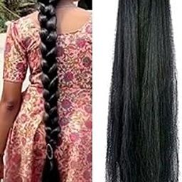 Long Straight Natural Brown Hair Extension, 24 Inch Length, Synthetic Hair, Paranda Choti Look-image-82