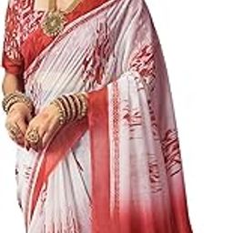 satrani Women's Chanderi Cotton Printed Durga Puja Special Saree with Unstitched Blouse Piece-picture-6