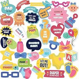 Witty and Creative Welcome Baby Seven Month Pregnancy Celebration Photo Booth Party Props DIY Kit, Decoration Item in Different Shapes and Sizes 37 Pcs-32