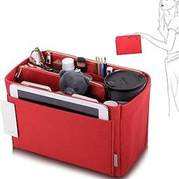 Large Red Felt Bag Organizer Purse Organiser Insert-14