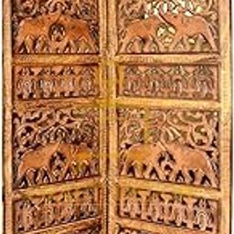 CRAFT DECOR Wooden Elephent Design Partitions Wood Room Divider Partition for Living Room 2/3/4/5/6 Panels Room Dividers and Partitions Modern Room Separators Screen Panel for Home (Brown) (2 Panels)-image-53