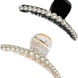 ANNACREATIONS Korean Fashionable Fancy Stylish Large Pearl Hair Claw Clips Long Hair Jaw Clips Clutches Barrettes Hair Accessories for Women and Girls set of 2-picture-7