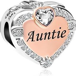 Rose Gold Heart Mom Dad Wife Auntie Nana BFF Charm Compatible With Pandora Charms Bracelets, Metal, No Gemstone-image-27
