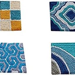 AAZEEM Abstract 4 Piece Cotton Door Mat Set - 16" x 24", Multicolour (Multi)-24