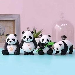 SATYAM KRAFT 1 Set (4 Pieces) Panda Miniature Figurines | Cute Showpiece | Gift for Him/Her, Mother's Day, Home, Bedroom, Living Room, Office, Table, Car Dashboard | Festive & Gift Décor,Resin-image-48