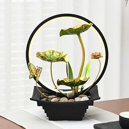 PRECHANA Water Fountains with Ring Light for Home Decor Tabletop Indoor Desktop Showpiece Fountain for Living Room Bedroom Office Housewarming Gift Meditation Zen Water Fountain (Design No 2)-image-64