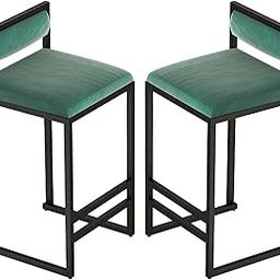 Indian Decor 94807 Dining Chair Counter Height Set of 2, Seat Bar Stools with Backrest and Footrest, Square Bar Chair for Kitchen, Bistro Pub, Dining Room (Color : 2Pcs, Size : Height 55cm)-image-92