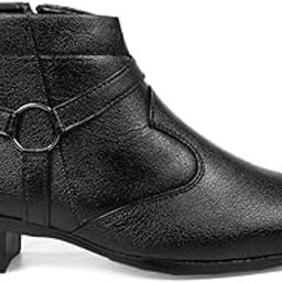 Men's 2 Inch Heel Height Increasing Formal Ring Buckle Zipper Boots-image-99