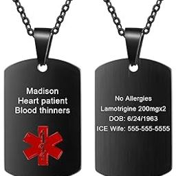 Custom Medical Alert Necklace for Men Women Emergency ID Necklace Medical Alert ID Tags Medical Necklace-image-59
