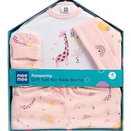 Mee Mee New Born Baby Gift Set | Soft Cotton Clothing Essentials for Infants/Baby Girls, Boys | Baby Shower Clothing Hamper (4 Pieces, Pink)| Ideal Gift for New Born Baby-image-54
