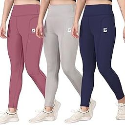 Women’s Polyester Stretchable Leggings with Solid Print High Waist Cargo Style Slim Fit and Standard Length | Activewear Tights | Gym Fitness Leggings | Daily Use Set | Pack of 3-image-77