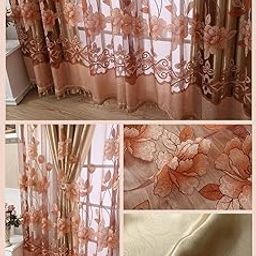 CLUB BOLLYWOOD®250x100cm Flower Pattern Jacquard Door Window Tulle Voile Curtain- Coffee|Home & Garden | Window Treatments & Hardware | Curtains Drapes & Valances|1x Window Curtain-image-25