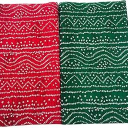 Combo of 2 Unstitched Chunari Print Premium Cotton Blouse Pieces - 1 Meter Each, Ideal for Blouse Material & Return Gift Purpose (Multicolour-1)-image-99