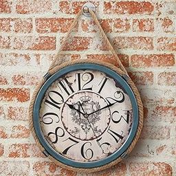 ABOUT SPACE Wall Clock for Home - 11 inch Vintage Rope Hanging Analog Clock Retro Persian Themed Ivory Finish for Living Room, Bedroom, Dining Room, Cafe, Restaurant, Farmhouse (Metal - Blue)-16