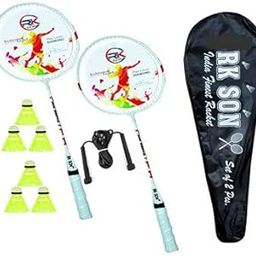 Badminton Rackets Set of 2 for Kids & Adults with 6 Piece Shuttles Steel Shaft Badminton Racquet Shuttlecock Combo Kit with Cover Bag & Skipping Rope-11