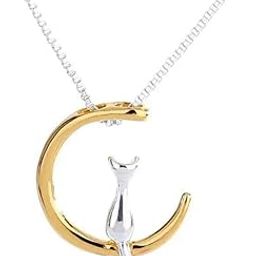 Crescent Moon Cat Pendant Necklace Jewellery Main Cat Lover Gifts for Women & Girls-image-13