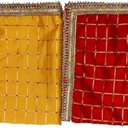 My God Gift Cloth, Aasan for Pooja & Mandir,Velvet puja Asan Silk Cloth, (18x24 INCH)(45X60 CM) (RED Yellow Check) Pack of 2-picture-29