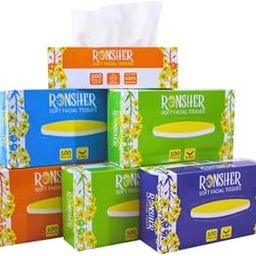 Ronsher 2 Ply Facial Tissue Paper Box | Car Tissue |100 Pulls | Pack Of 6 | OBA-Free | Virgin Paper | Food Safe | Skin-Friendly | Suitable For Bedroom, Bathroom, Office, Cars-image-95