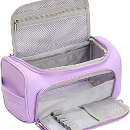 Brand Conquer 3 Compartment Canvas Large Capacity Pencil Box Pencil Case for Girls & Boys, Pen & Pencil Pouches, Stationery Pouch for School Kids College Students, Cute Stationary Organizer (Purple)-image-2