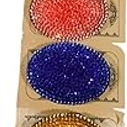 kottykotty Decorative Oval Crystal Saree Pin Set, Multi-Colour, 6 Pieces-image-32