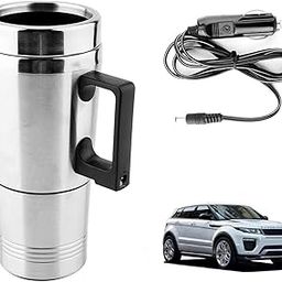 Oshotto 12V Electric Car Kettle Stainless Steel For Hot Water Tea Coffee Milk Heating Cup/Mug for Travelling Trip Land Rover Range Rover Evoque (300ml) - Silver-image-39