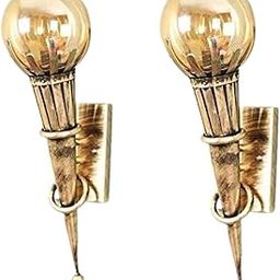 Homes Elite Mashal Antique Wall Light Glass Lamp for Bedroom,Living Room,Wall Sconce Rustic Brass Gold Finish Antique Vintage Style Fixture Home Decor (Bulb Not Included) (2 pcs)-image-54