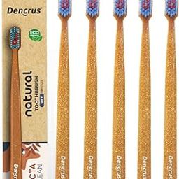 Dencrus Octa Clean Eco-Friendly Toothbrush | Octagonal Handle | Ultra-Soft Biodegradable Bristles | Bamboo Husk & Composite Resin | Sustainable & Gentle On Gum For A Healthy Smile | Pack of 5-6