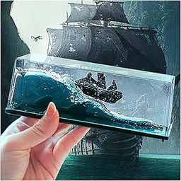 Adult Cruise Ship Fluid Drift,Bottle Unsinkable Boat Decoration-Black Pearl Titanic Toy Ghost Ship Black Pearl Ship In A Bottle Fluid Liquid Drift Bottle In A Box Gifts For Home Desk-image-58