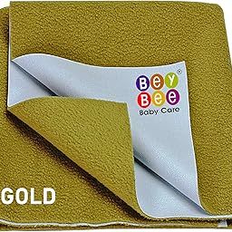 BeyBee Waterproof Quick Dry Sheet for Baby| Bed Pad Anti-Piling Fleece Extra Absorbent Washable Matress Protector| Baby Bed Protector Sheet for Toddler Children, Small Size, 50x70cm, Golden-image-80