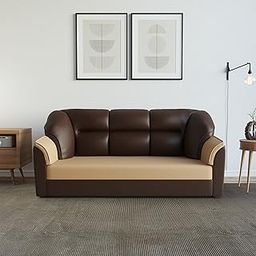 WESTIDO Cyrus Leatherette 3-Person Sofa (Finish Color - Creame Brown, Diy(Do-It-Yourself))|1 Year Warranty-image-38