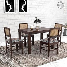SHRI MINTU'S ART Wooden 4 Seater Dining Table Set | Four Seater Dinning Table with Printed Cushioned Chairs for Home | Dining Room Furniture for Kitchen & Restaurants | Solid Wood Sheesham, Walnut-image-82