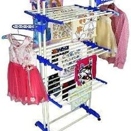 BRANCO Heavy Duty Alloy Steel 3 Poll, 3 Layer King Jumbo Multipurpose Cloth Dryer Stand (Orange or Blue)-picture-31