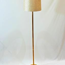 SIMONA INTERNATIONAL Modern Floor Lamp with Floral Shade, Gold Metal Stand, Living Room Standing Light (Printed Leaf Beige)-image-28