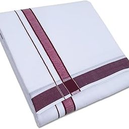 Cotton Pure Cotton White dhoties with Towel for men stylish 1 Inch Color Border-image-0