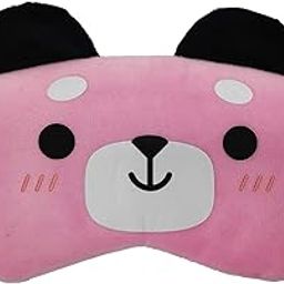 Jenna™ Cute Fur Sleeping Eye Shade Mask Cover for Insomnia, Meditation, Puffy Eyes and Dark Circles Panda Pink-image-115