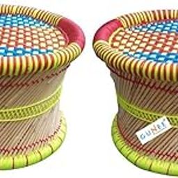 GUNEE Cane Bar Stool Mudda for Indoor/Outdoor Furnishings - 2 PC (Multicolor, Bamboo)-28