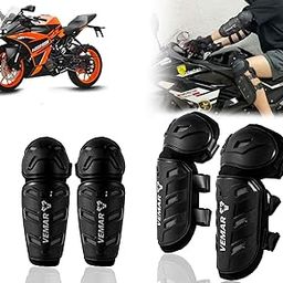 Auto Pearl Motorcycle Knee Shin Guards Elbow Pads, 4 in 1 Monstor Style Knee Shin Safe Protection Armor for Moto Cycling Racing compatible with RC 125 (Black, 4Pcs)-image-92