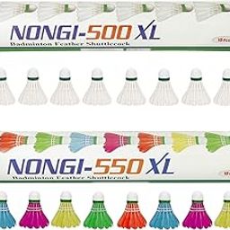 Combo Pack of 20 Shuttlecocks 500XL(10 White Feather), 550xl(10 Multicolor Feather) for Outdoor Indoor Sports-image-37