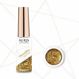Kulis ProRange Metallic Nail Liner Gel With Thin Nail Art Brush Cap Bottle Painting Liner Gel | Nail Art Paint for Nails | Built Thin Line Nail Art Brush (Gold)-image-34
