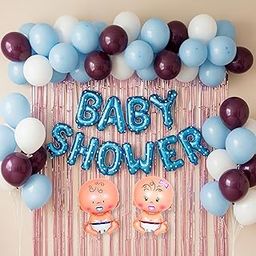 KIDZILO 60 Pcs Baby Shower Decoration Kit with Balloons, Banner & Foil Curtains | Party Decor for Godh Bharai Celebration (Set 01)-picture-30