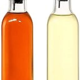 P-PLUS INTERNATIONAL Glass Oil And Vinegar Cruet 16 Oz, Olive Oil Dispenser With Stainless Steel Spout 500 ML PACK 2-13