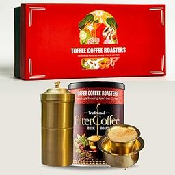 Toffee Coffee Roasters | South Indian Filter Coffee Gift Set | Filter Coffee + Brass Dabara Set + Brass Filter Coffee Make | Diwali Gifting, Corporate Bulk Gifting | As Seen on Shark Tank-image-57