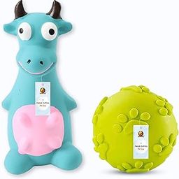 Foodie Puppies 2in1 Combo of Latex Squeaky Sound Chew Toy - (Blue Bull and Claw Ball) for Small Dogs & Puppies | Interactive Non - Toxic Durable Rubber Pet Toy for Training, Chewing and Playing-18